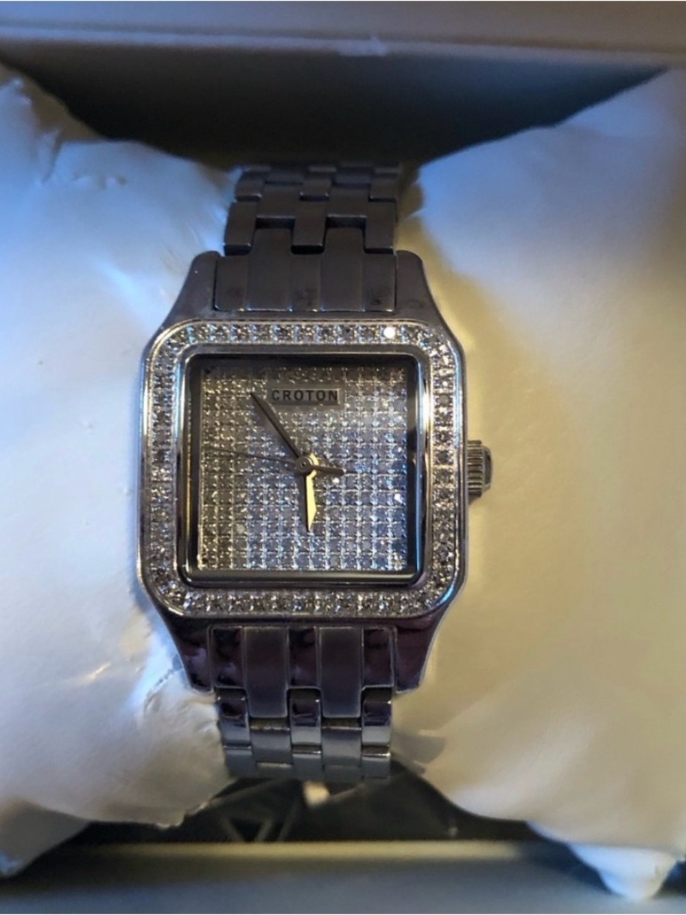Croton Stainless Steel Engraved Caseback Watch - Silver Tone
